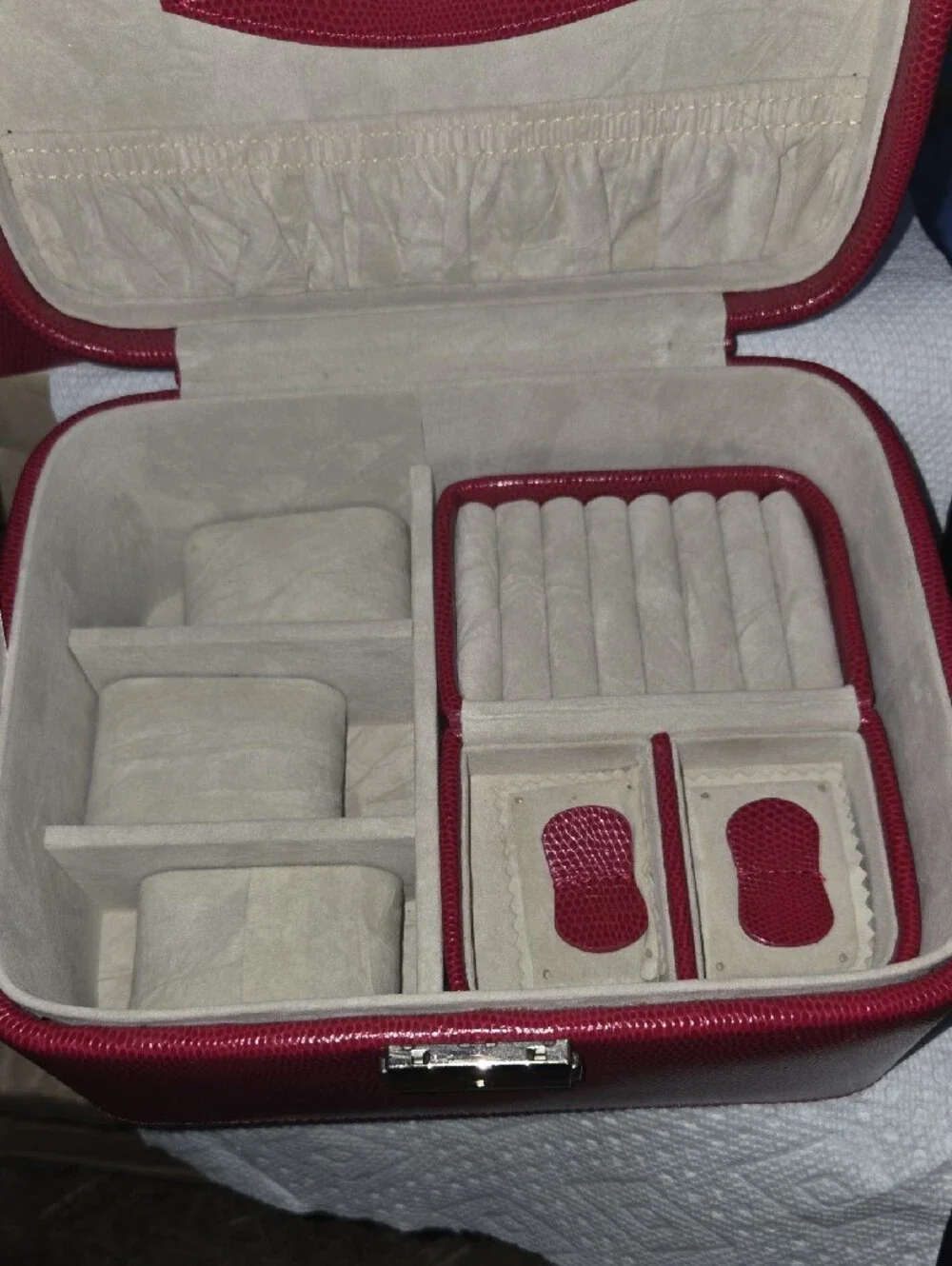 Bey-Berk Red Lizard Leather Jewelry Box